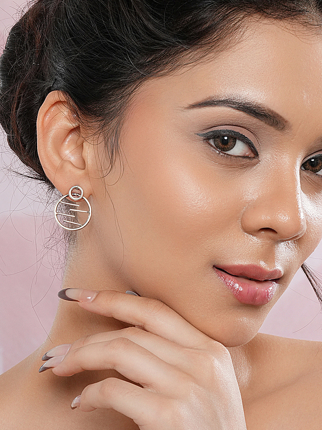 925 Sterling Silver Circular Quirky Statement Drop Minimal Earrings